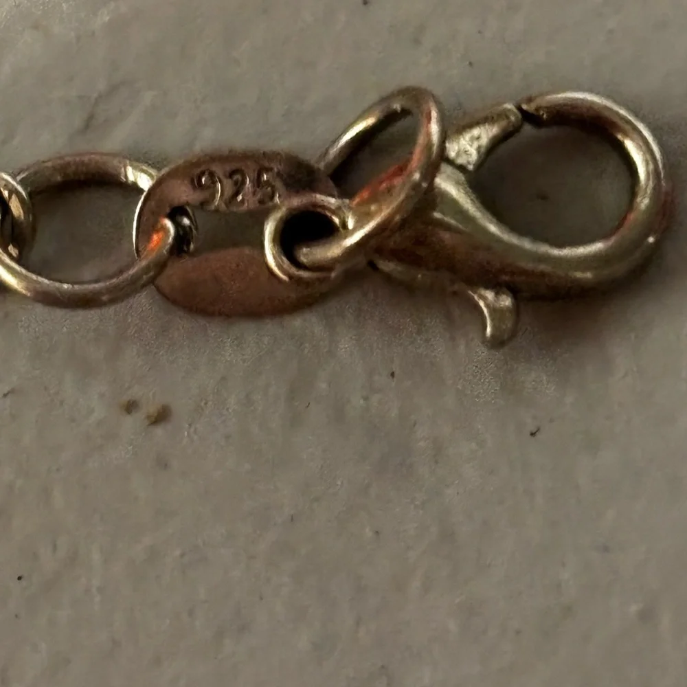 Coach Silver Necklace- White “COACH” Charm with Pink Rhinestone Center - Picture 3 of 8